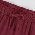 thumbnail image 6 of WIZUTIZ Petite Pants for Women Capris Comfy Casual Relaxed Fit Wide Leg Slacks Pants Elastic Spandex Mid Rise Cropped pants Solid Drawstring with Pockets Palazzo Pants Fitness Street Red, 6 of 6