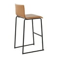 thumbnail image 4 of Mara Contemporary Barstool In Black Steel And Camel Faux Leather - Set Of 2, 4 of 7