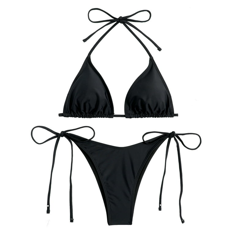 RQYYD Clearance Women's Triangle Bikini Solid String Bikini Set