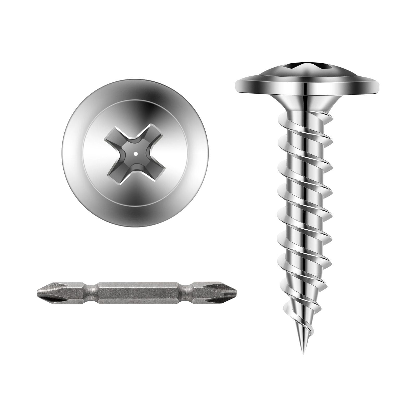 #8 x 3/4 inch self-drilling screws 300 pcs/box, stainless steel gypsum board wood screws, high hardness wall anchor set, with cross drill bit, household hardware tight
