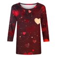 thumbnail image 4 of VKOYWKM Womens Heart Print Shirts Valentine's Day T-Shirts Cute Graphic Tees 3/4 Sleeve Casual Crew Neck Holiday Tops Classic Romantic Valentine Clothes, 4 of 5