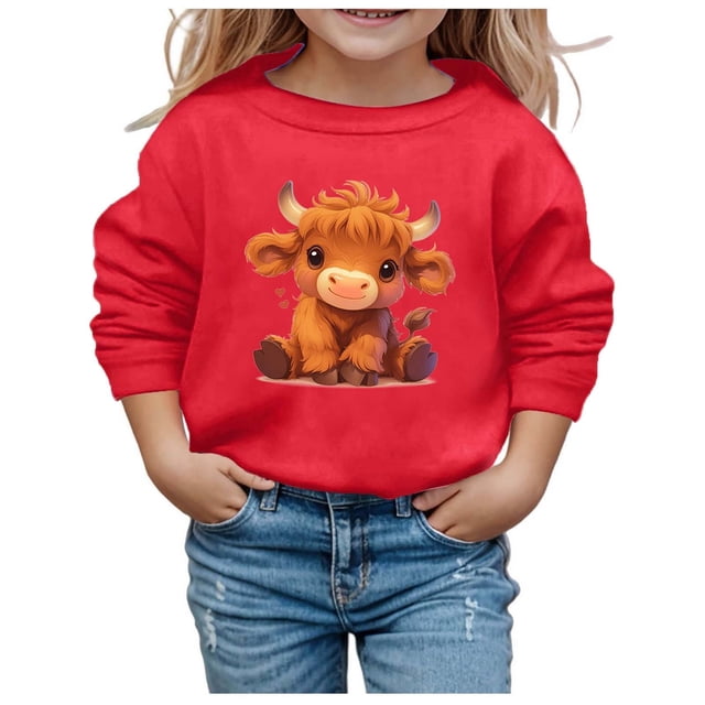 Couverture Portable pour Enfants, Sweat à Capuche Doux pour Filles, Automne et Hiver, Imprimé Vache Mignon, Col Rond, Manches Longues, Décontracté