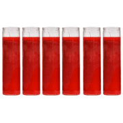 6 Pieces Unscented Red Devotional Prayer Glass Container Candle, Premium Wax Candles 2 Inch x 8 Inch, Great for Sanctuary, Vigils, Prayers, Blessing, Religious & More
