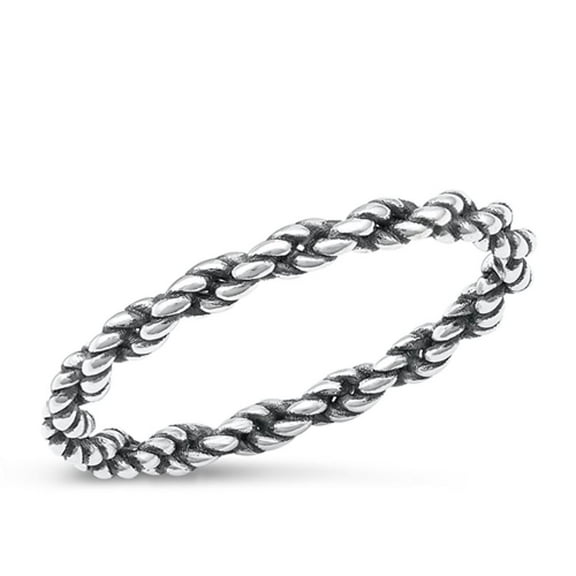 Cute Stacking Rope Ring 925 Oxidized Twisted Sterling Silver Band Jewelry Female Male Unisex Size 10