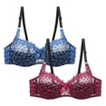 thumbnail image 2 of Zynoxe 2PC Plus Size Lace Balconette Bra with Bow Detail Supportive Underwire Push Up Bra Solid Color Everyday Underwear, 2 of 8