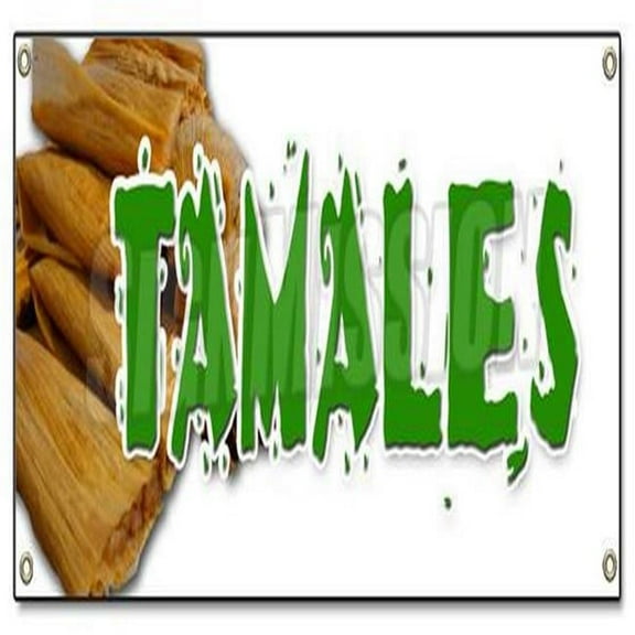 18 x 48 in. Banner Sign - Tamales - Mexican Dough Corn Latin Comfort Food Meat Cheese Pastry