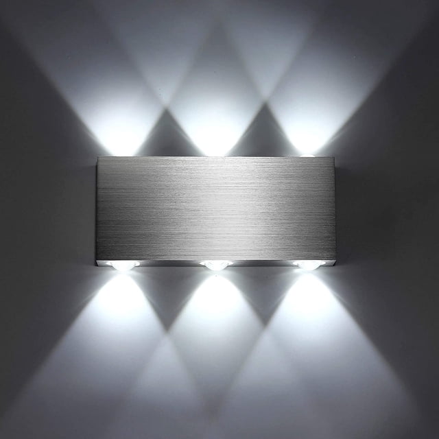 Lámpara de pared LED de 6W, lámpara de pared interior, iluminación de aluminio cuadrada moderna hacia arriba y abajo, luz decorativa para dormitorio, oficina, blanco frío ER