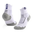 thumbnail image 1 of Graflsoa Breathable Mid-Calf Basketball Socks - Polyester Blend, Non-Slip, Moisture-Wicking, Sizes M34-39, White & Light Gray, 1 of 6