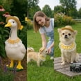 thumbnail image 4 of Porch Goose Outfits, Fits 23 Inch Goose and Small Dogs Cats Straw Hat Ruffle Collar Set for Garden Lawn Decor, 4 of 9