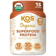KOS Vegan Protein Powder,  Salted Caramel Coffee Protein Powder,15 Servings