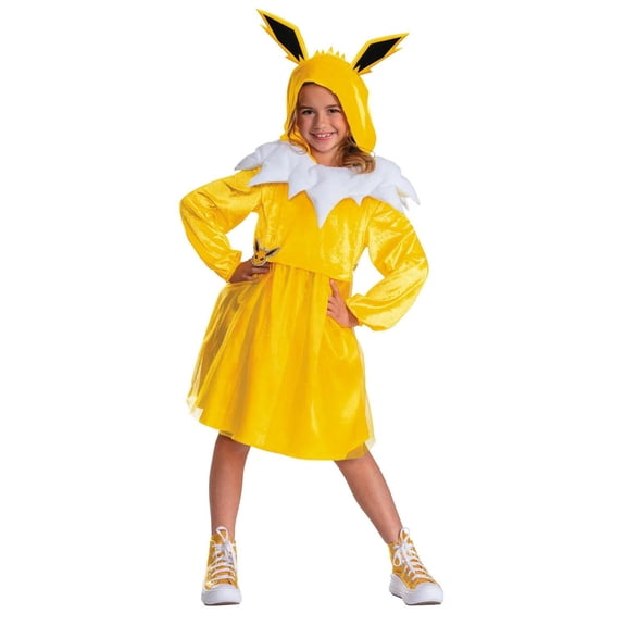 Pok'emon Kids' Jolteon Hooded Dress Halloween Costume Dress - Yellow '4-6