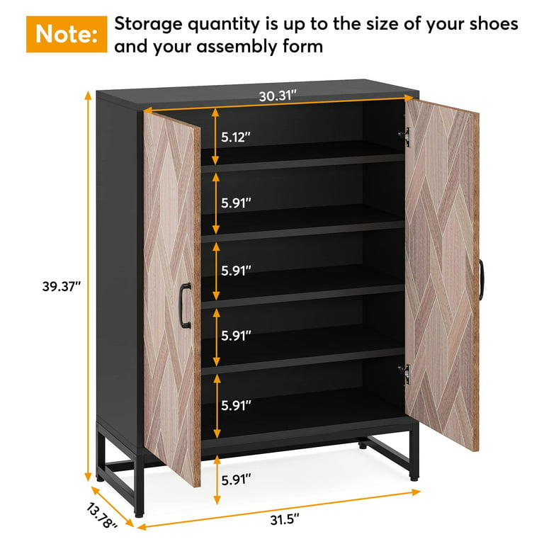 Shoe Cabinet with Doors, 5-Tier Modern Shoe Storage Cabinet for Entryway  Hallway, Shoe Rack Organizer with Removable Shelves for 15-20 Pair of Shoes,  Gray – Built to Order, Made in USA, Custom