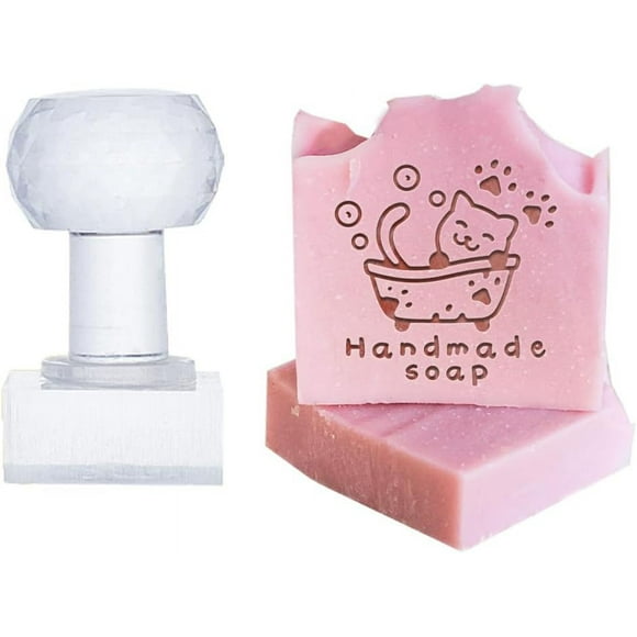 Tampon de Savon Fait Main Tampon de Baignoire pour Chat Tampon de Gaufrage avec Poignée Tampon de Chapitre de Savon Rond pour Fournitures de Savon Fait Main DIY Enveloppe Invitation Favori de Fête Artisanat Cadeau