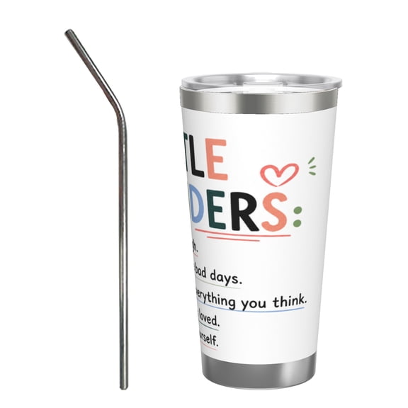 20oz Positive Affirmation Insulated Tumbler with Handle and Straw Inspirational Self Care Travel Coffee Cup Gift with Stainless Steel Straw