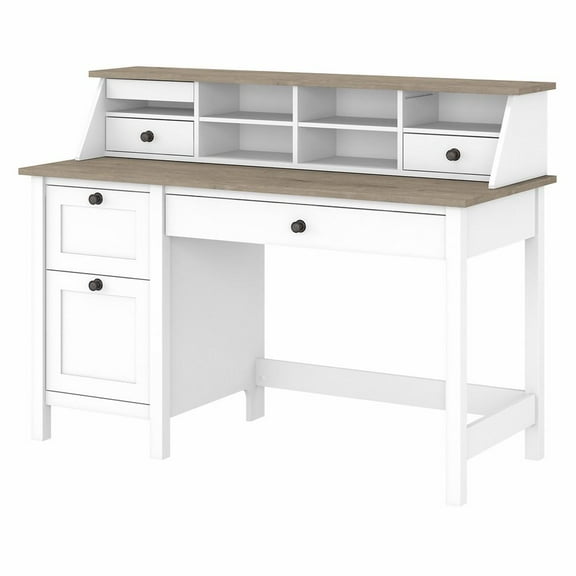 Mayfield 54W Desk w/ Drawers and Organizer in Shiplap Gray/White - Eng Wood
