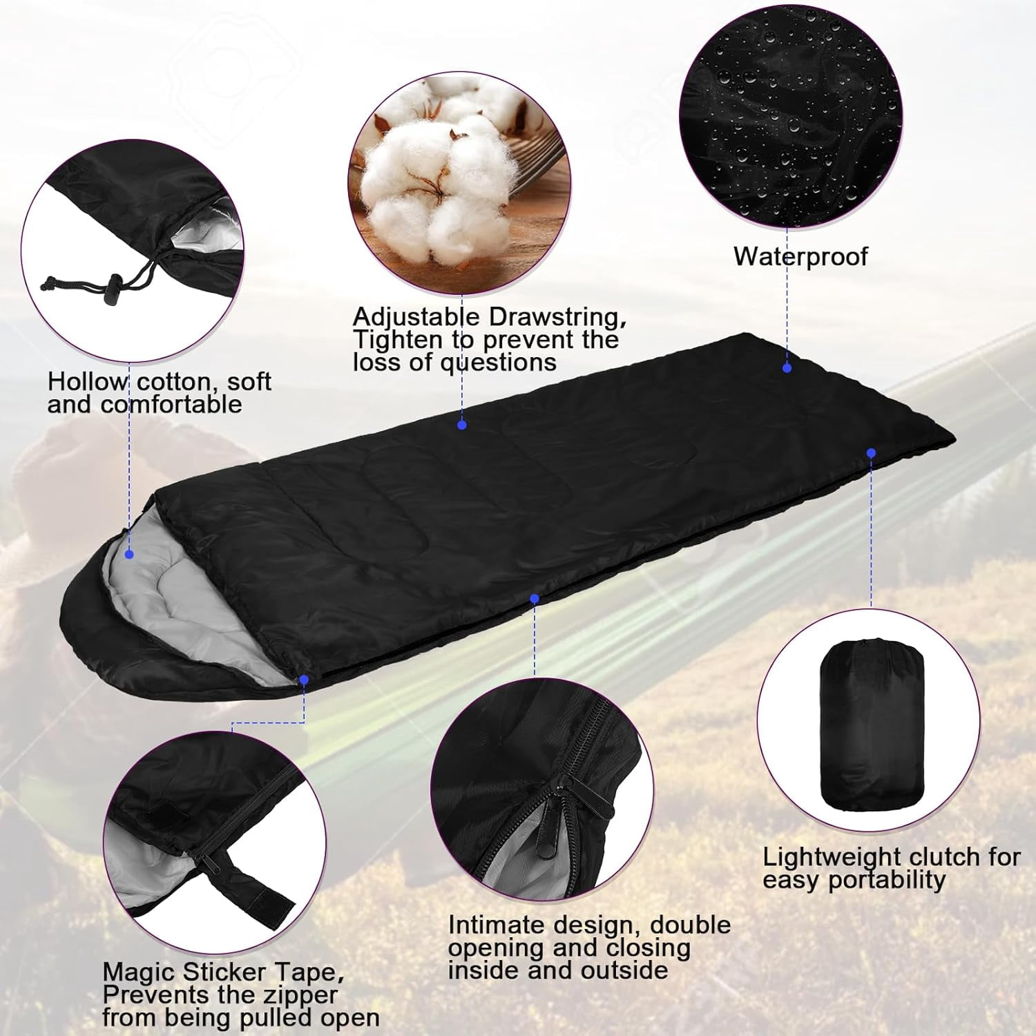 6 Pack Bulk Sleeping Bags for Homeless Donation, 0 Degree Waterproof Sleeping Bags with Compression Sack for Adults Winter Cold Weather Care Camping Hiking Emergency