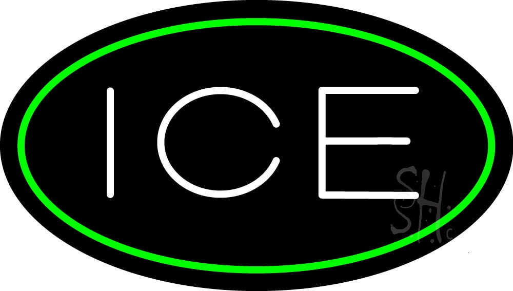 Ics Neon Sign Oval Green Ice LED Neon Sign 13 x 24 - inches, Black Square Cut Acrylic ...