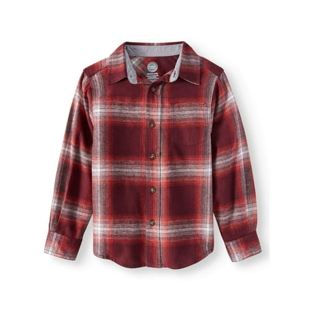 Wonder Nation Long Sleeve Flannel Shirt (Little Boys & Big Boys)