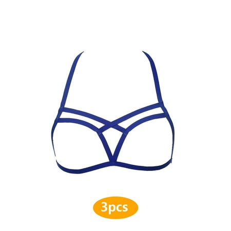 

3pcs Strappy Erogenous Elasticity Material Sweet Gift Lingerie Impressive Cupless Ductility Unique Design Women Harness Bra