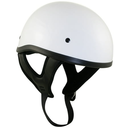 - Outlaw T68 DOT White Glossy Motorcycle Skull Cap Half Helmet