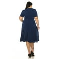 thumbnail image 3 of MOA Collection Women's Plus size Stylish Solid Faux Wrap Dress with Deep V-Neck, 3 of 5