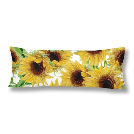 Yellow Body Pillow ABPHOTO Watercolor Painted Yellow Sunflower Body Pillow Covers Case Protector 20x60 inch ()