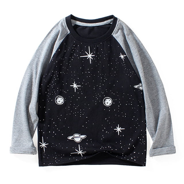 WRKEKC Garçons et Filles T-Shirts à Manches Longues Style Coréen Décontracté Manches Raglan Col Rond Chandail Doux Confortable pour Automne Hiver 5-13 Ans