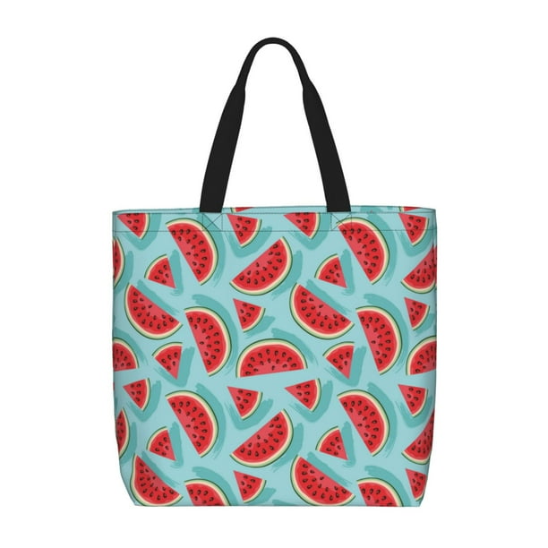 Fotbe Watermelon Bolsa Tote con Estampado para Mujer, Bolsos con Cremallera, Bolsa de Hombro Casual de Gran Capacidad con Bolsillos Internos