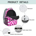 thumbnail image 4 of Pink and White Wavy Checkered Pattern Backpack for School, Cute School Bag with Adjustable Shoulder Straps and Padded Back, 15.3"x11"x6.7", 4 of 5