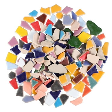 200g Ceramic Mosaic Tiles Irregular Glazed Mosaic Glass Pieces Stained Glass Slices Embellishment for DIY Crafts Plates Picture Frames Flowerpots Colorful