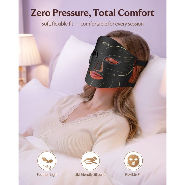 XSSNVV Red Light Therapy Face Mask, 4 Modes Portable LED Face Mask