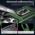thumbnail image 6 of SaniMore for iPhone 14 Pro Max Stand Case, Slide Camera Cover 360 Degree Rotating Kickstand Magnetic Car Mount Hybird Tri-layer Rugged Shell Military-grade Shockproof Anti-drop Cover, Darkgreen, 6 of 10