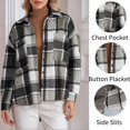 thumbnail image 4 of Weardear Women's Plaid Jacket Casual Flannel Shacket Button Down Side Slits Jacket, 4 of 5