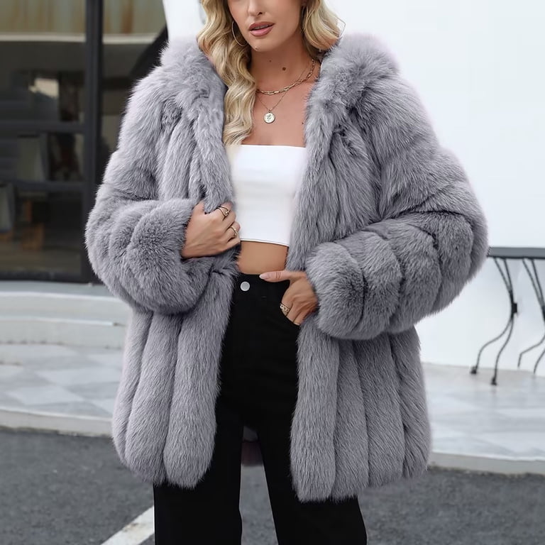 Awdenio Women's Faux-Fur Jackets & Coats, Womens Ladies Warm Faux