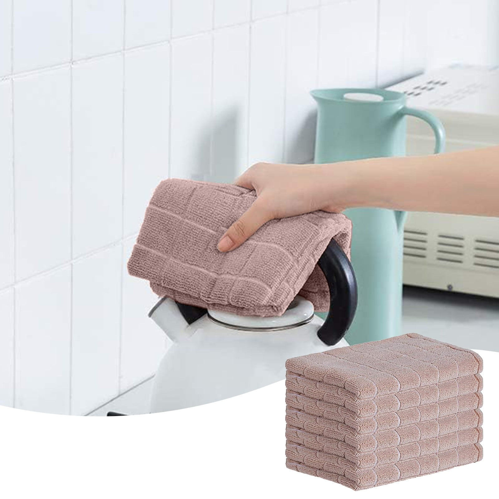 WNFJR 6 Pcs Microfiber Dish Towels - Absorbent and Lint Free Kitchen Towels, Hand Towels, Microfiber Bathroom Towel for Hotel, Travel, Sports