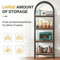thumbnail image 4 of Finmind 4-Tier Industrial Bookshelf, 71" Arched Farmhouse Storage Shelves with Metal Frame for Bedroom, Living Room, Home Office, Brown, 4 of 7