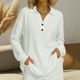 thumbnail image 1 of Xuyuer Womens V Neck Top Shirts Long Sleeve Lightweight Ribbed Knit Pullover Top Blouse Tops Solid Color Oufits, 1 of 7