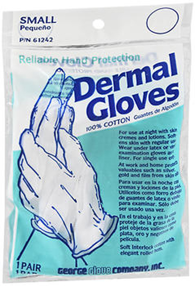 Dermal 100 Cotton Gloves, Small