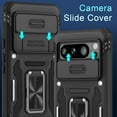 thumbnail image 2 of KOMI Case for Google Pixel 8 with Slide Camera Cover+Screen Protector (1 Pack), Rotated Ring Kickstand Military Grade Shockproof Heavy Duty Protective Cover Black, 2 of 5