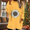 thumbnail image 4 of Long Sleeve Shirts for Women Flannel Winter Warm Crewneck Graphic Printed Tops Casual Loose Pullover Top with Pockets (XL, Yellow), 4 of 9