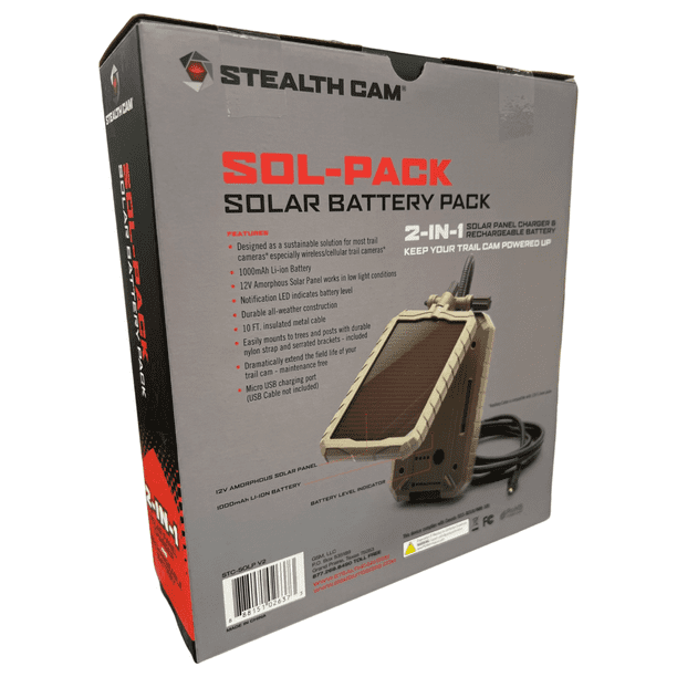 Stealth Cam 12V Solar Battery Pack 3000mAh Outdoor Rechargeable