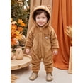 thumbnail image 5 of Cjfdfy Newborn Baby Boy Girl Halloween Animal Costume Clothes Brown Bear Long Sleeve Zip Up Hooded Romper Cute My First Halloween Fall Winter Costume 0-18M, 5 of 9