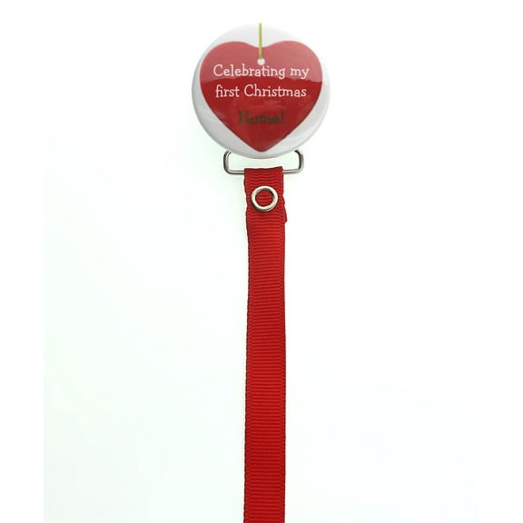 Celebrating My First Christmas Home Pacifier Clip