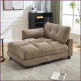 thumbnail image 6 of Cozy Corduroy Sleeper Sofa Bed with Adjustable Armrest – Ideal for Living Room & Bedroom | Beige | Corduroy | Cushion Back, 6 of 14