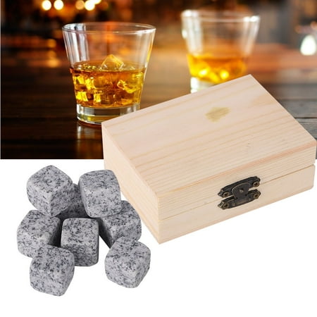 

FAGINEY Drink Chiller Rocks 9Pcs Whisky Wine Chilling Stones Set Bar Home Drink Chiller Stones Rocks Wooden Box Packaging Whiskey Chiller