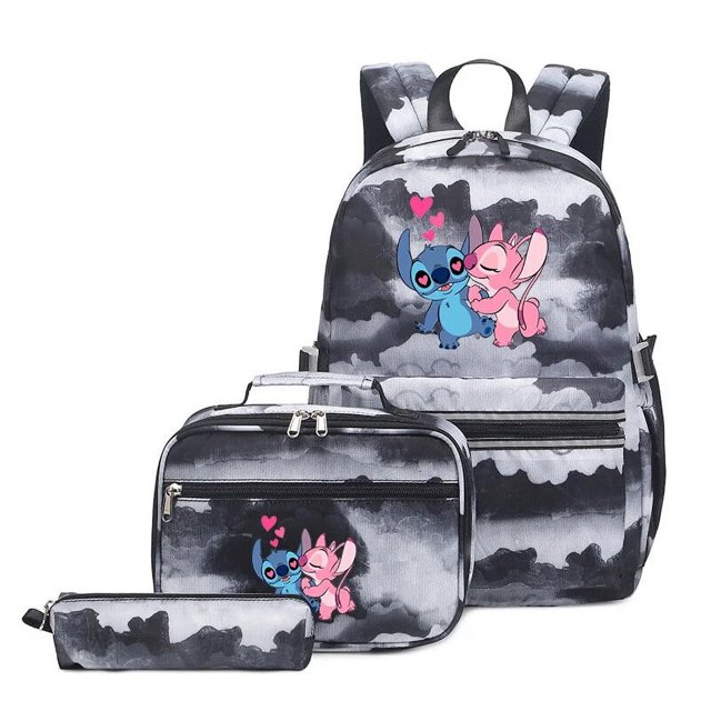 3Pcs/Set Lilo Stitch Backpack Colorful Bag Boys Girls School bags Teenager Student with Lunch Bag Travel Mochilas