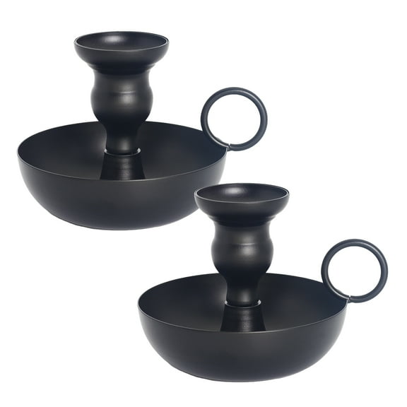 Candlestick Holders, Black Taper Candle Holders, Retro Chamber Stick Holder, Iron Matte Candle Stand, for Wedding, Dining, Party, Home Decoration (Set of 2)