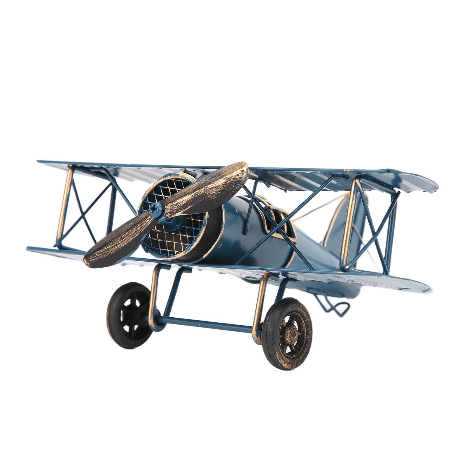 Modèle D'avion Vintage Deux étages En Alliage - Décoration Rétro Pour Maison, Café, Bureau, 21 Cm D'envergure - 4