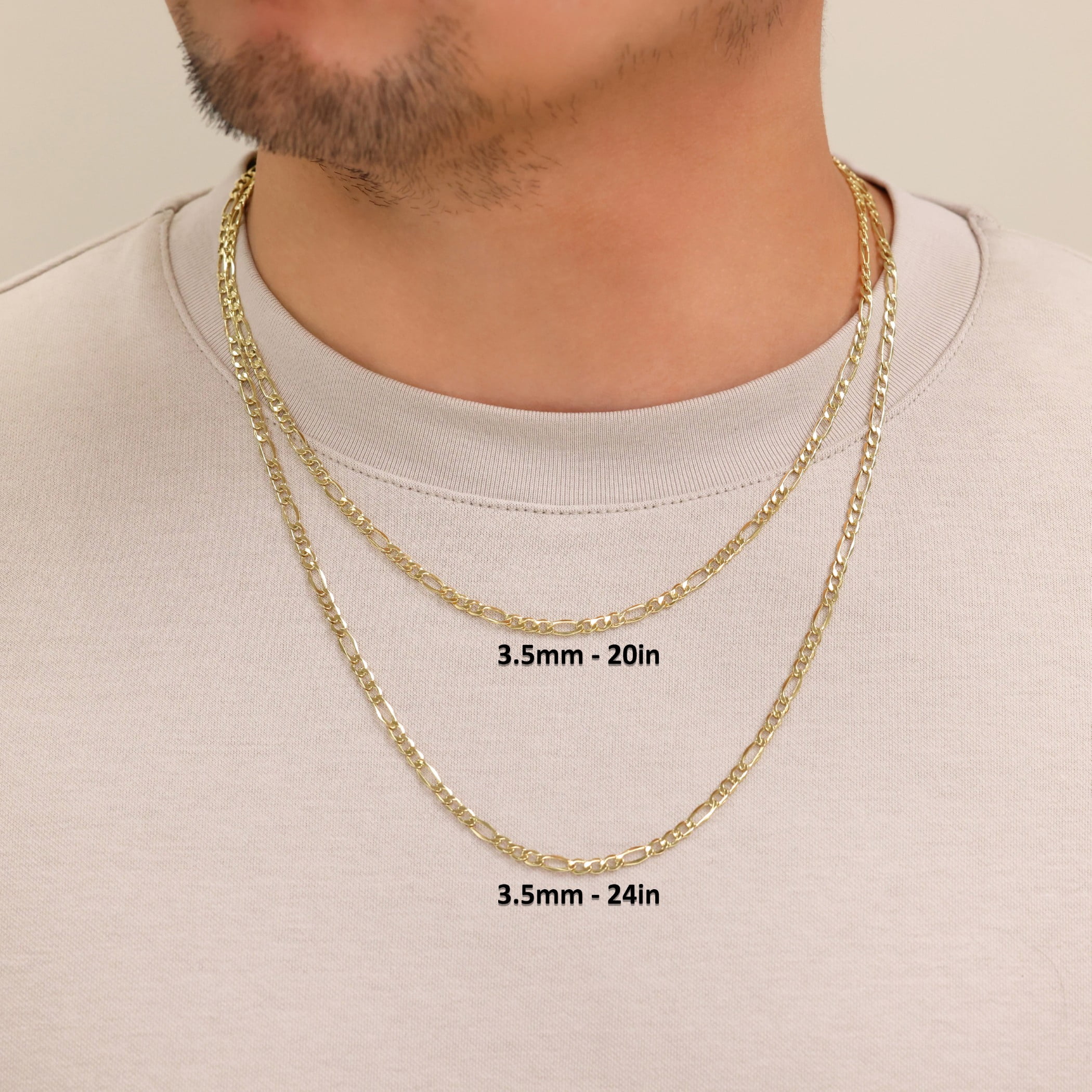Nuragold 10k Real Yellow Gold Figaro Link 3.5mm Chain Necklace (16"-30") Italian Jewelry for Men & Women