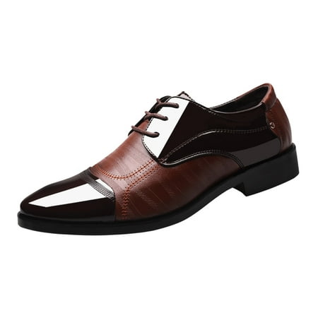 

leather shoes for Men Fashion Men Leather Shoes Large Size Casual Low Heel Flat Solid Color British Style PU Dress Sandals for Women Brown